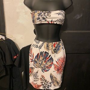 Two piece bandeau top and skirt set